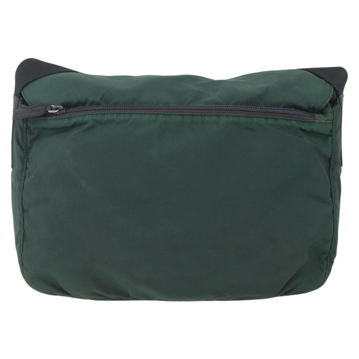Prada Double Buckle Flap Messenger Bag Tessuto Green Nylon Shoulder Bag Bag (Authentic Pre-Loved)
