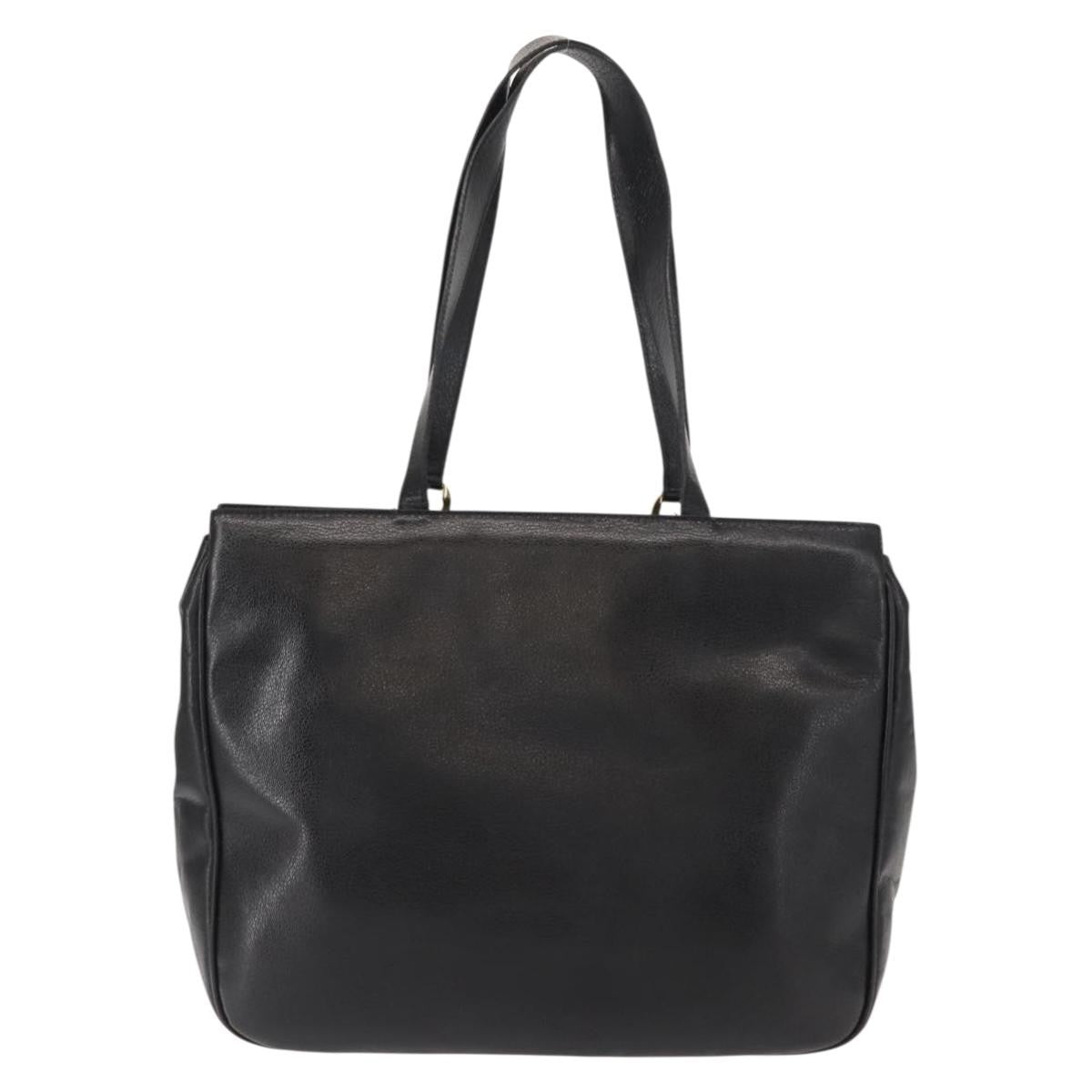 Salvatore Ferragamo Gancini Tote Leather Black Leather Tote Bag Bag (Authentic Pre-Loved)