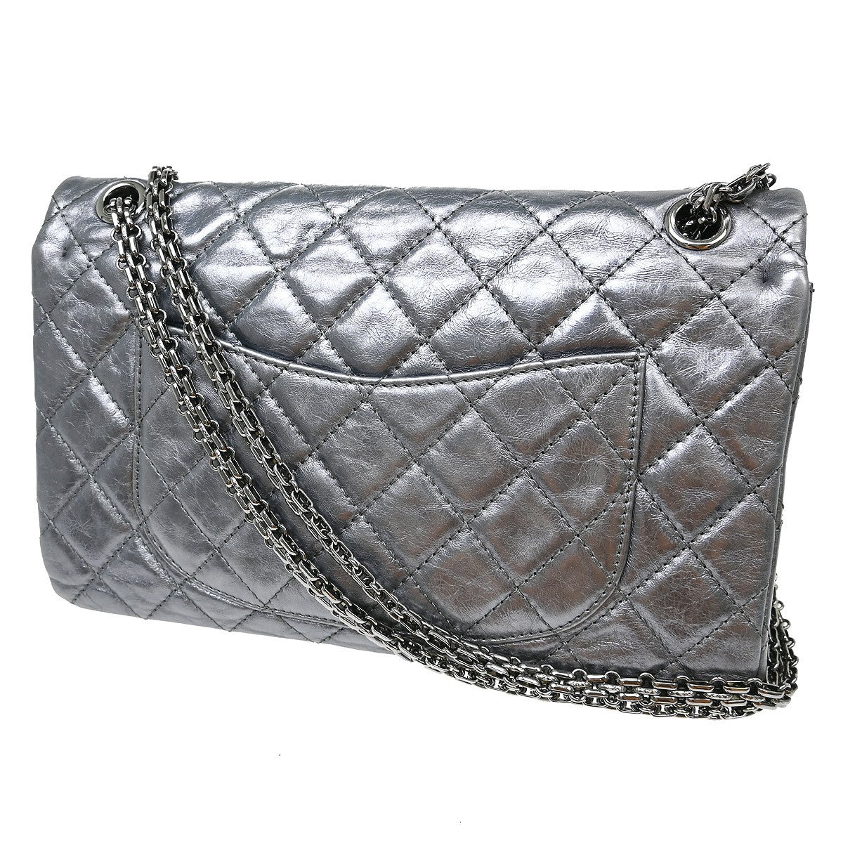 Chanel Reissue 2.55 Flap Bag Metallic Leather Silver Calfskin Handbag (Pre-Loved)