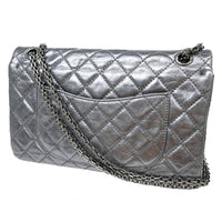 Chanel Reissue 2.55 Flap Bag Metallic Leather Silver Calfskin Handbag (Pre-Loved)