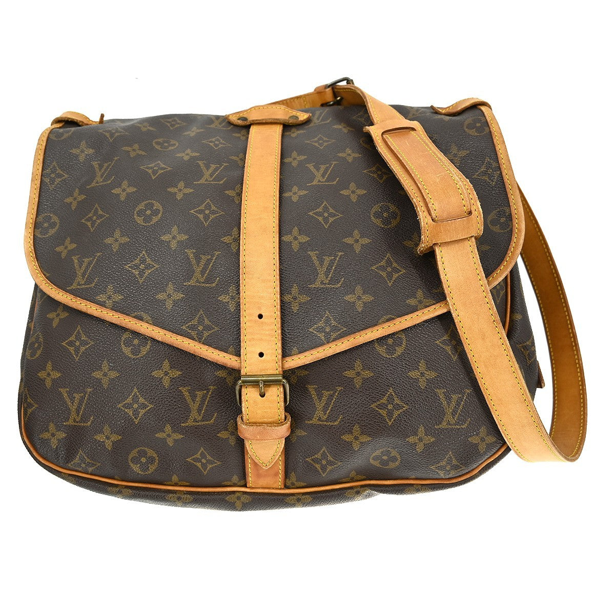 Louis Vuitton Saumur Handbag Monogram Canvas Brown Canvas Shoulder Bag Bag (Authentic Pre-Loved)