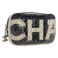 Chanel Logo Camera Case Clutch Printed Coated Canvas Black Pvc Clutche & Pouche Bag (Authentic Pre-Loved)