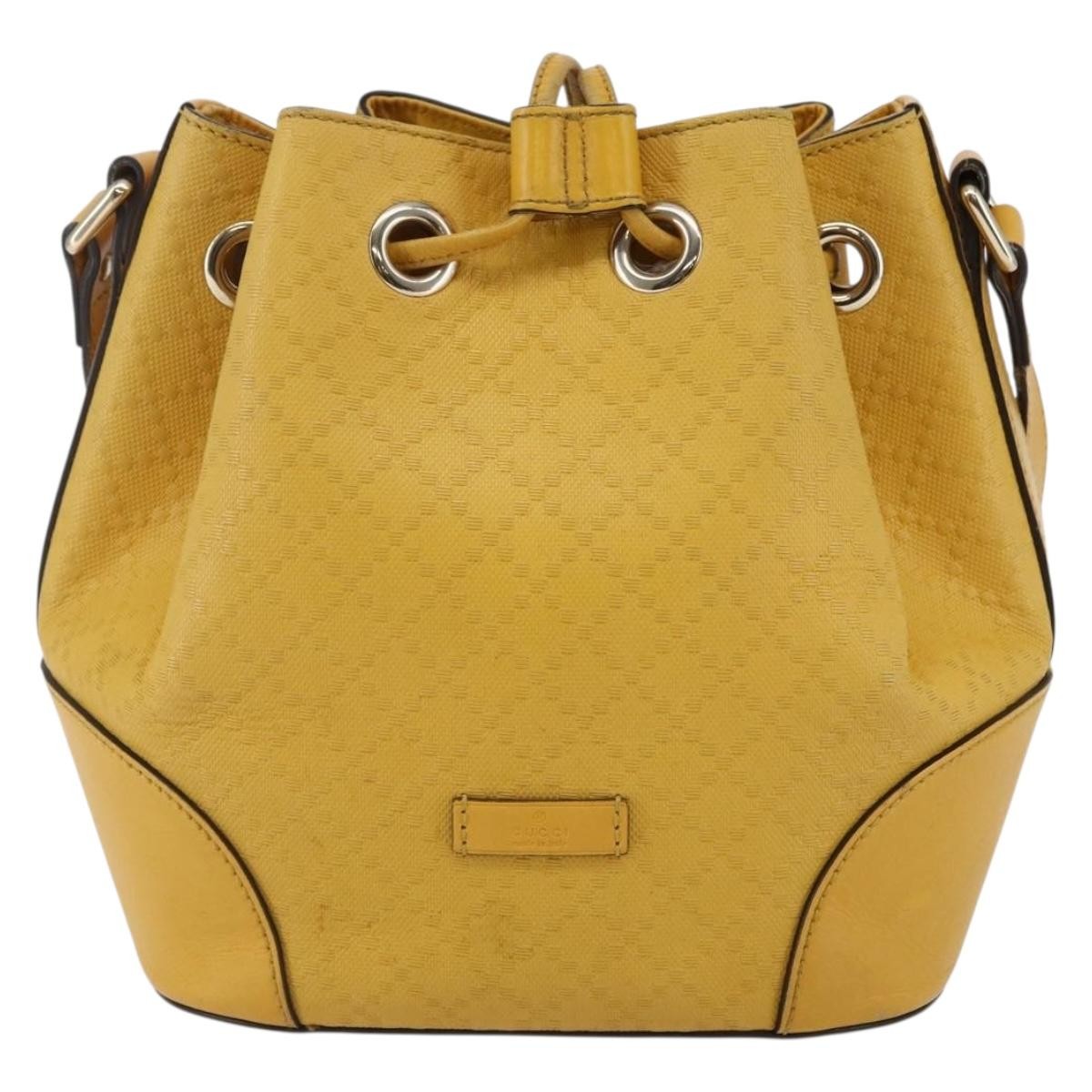 Gucci Bright Bucket Bag Diamante Leather Yellow Leather Shoulder Bag Bag (Authentic Pre-Loved)