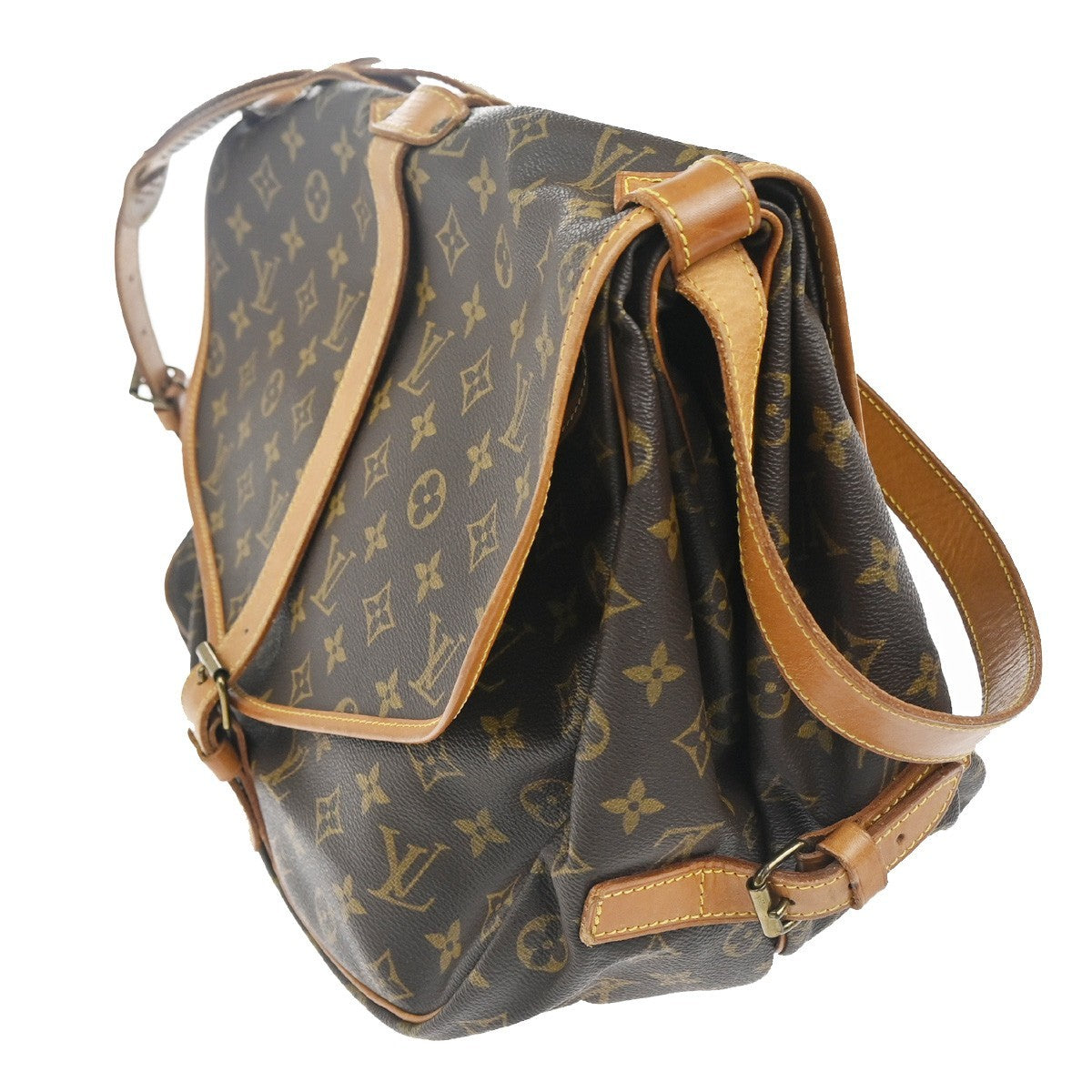 Louis Vuitton Saumur Handbag Monogram Canvas Brown Canvas Shoulder Bag Bag (Pre-Loved)