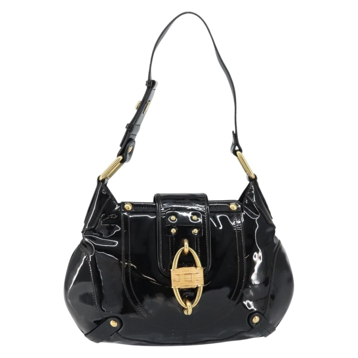 Salvatore Ferragamo Gancini Tote Patent Leather Black Patent_Leather Tote Bag Bag (Authentic Pre-Loved)