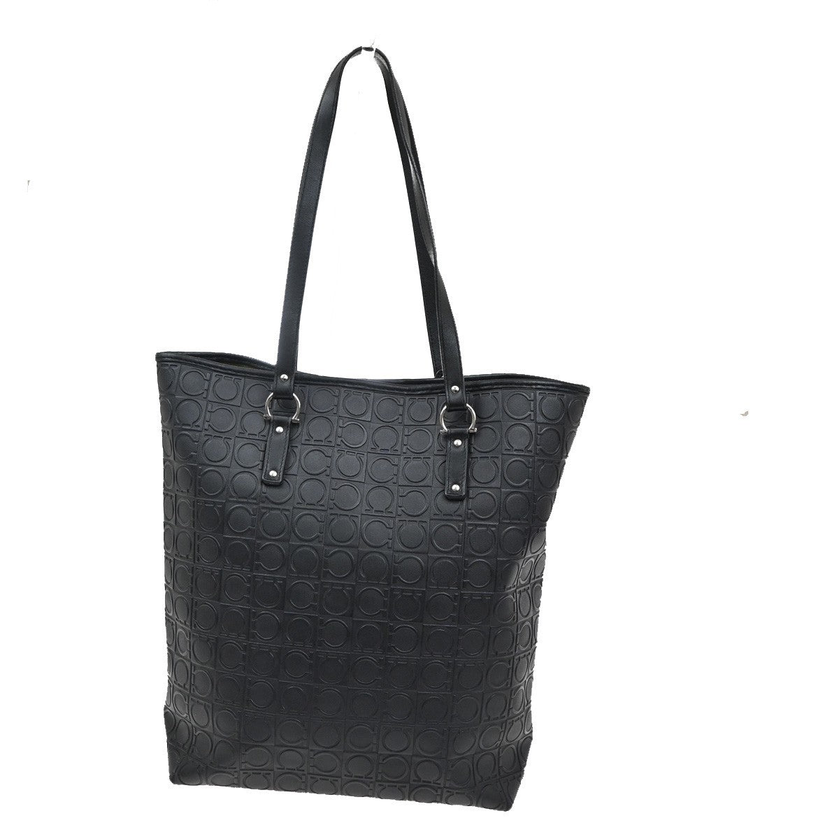 Salvatore Ferragamo Gancini Tote Gancini Canvas Black Canvas Tote Bag Bag (Pre-Loved)
