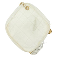 Chanel Vintage Diamond Tassel Crossbody Quilted Lambskin White Leather Clutche & Pouche Bag (Authentic Pre-Loved)