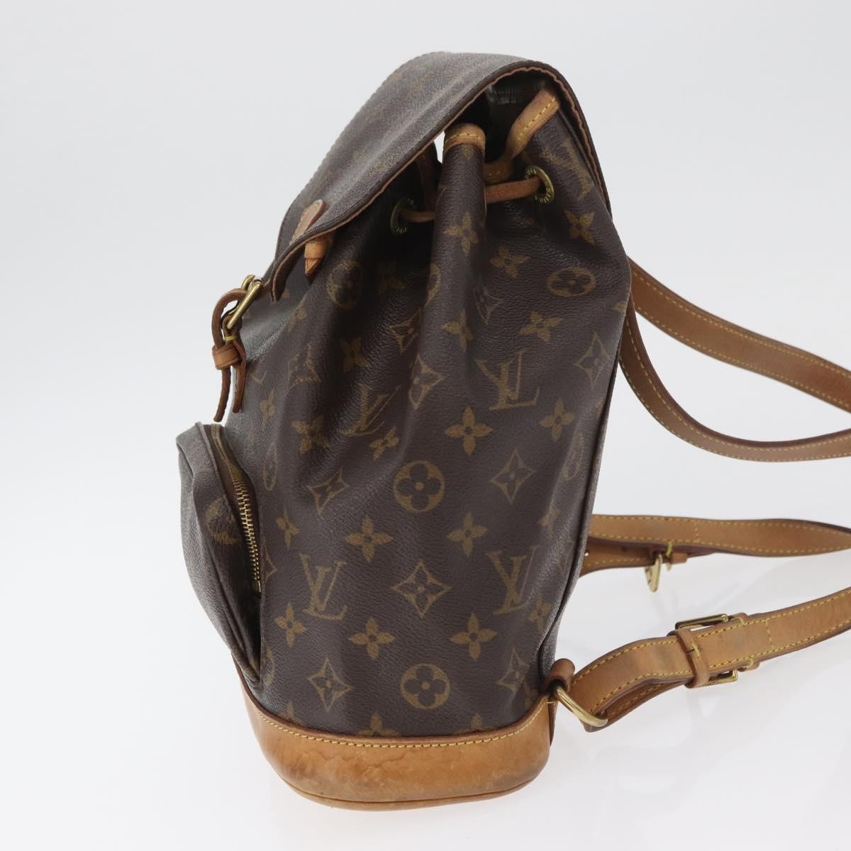 canvas louis vuitton backpack women Louis Vuitton Vintage Montsouris Backpack Monogram Canvas Brown Canvas Backpack Bag (Authentic Pre-Loved)