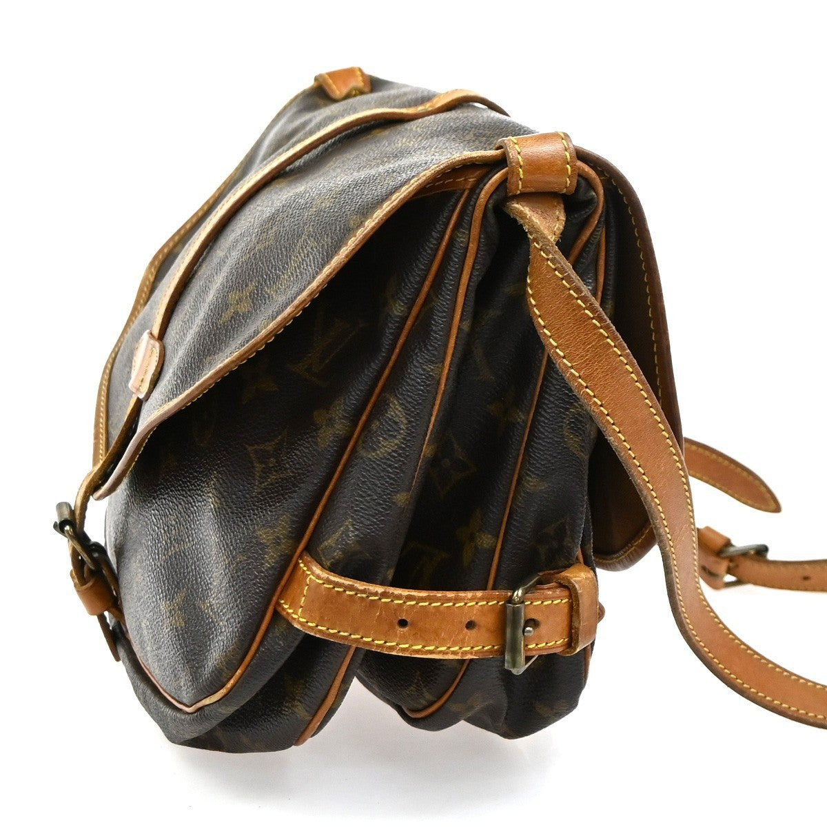 Louis Vuitton Saumur Handbag Monogram Canvas Brown Canvas Shoulder Bag Bag (Pre-Loved)