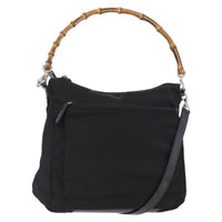 Gucci Vintage Bamboo Shoulder Bag Nylon Black Nylon Shoulder Bag Bag (Pre-Loved)