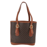 Celine Vintage Macadam Handbag Canvas And Leather Brown Canvas Handbag (Authentic Pre-Loved)