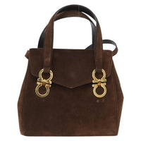 Salvatore Ferragamo Gancini Handbag Suede Brown Suede Shoulder Bag Bag (Authentic Pre-Loved)