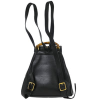 Gucci Vintage Bamboo Backpack Leather Black Leather Backpack Bag (Authentic Pre-Loved)
