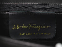Salvatore Ferragamo Gancini Shoulder Bag Leather Black Leather Shoulder Bag Bag (Pre-Loved)