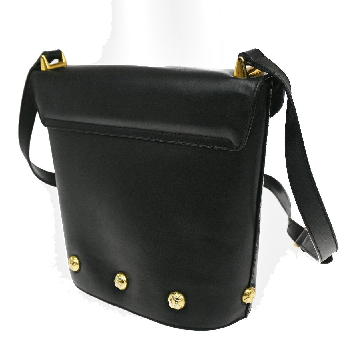 Salvatore Ferragamo Vintage Shoulder Bag Leather Black Leather Shoulder Bag Bag (Authentic Pre-Loved)