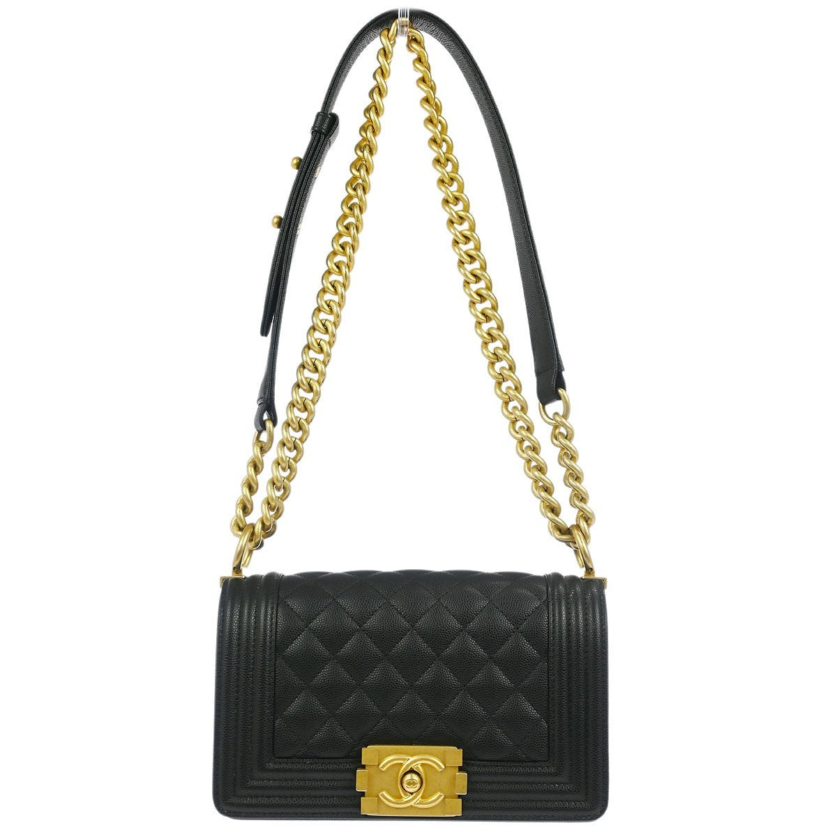 Chanel Boy Flap Bag Quilted Caviar Black Leather Shoulder Bag Bag (Pre-Loved)