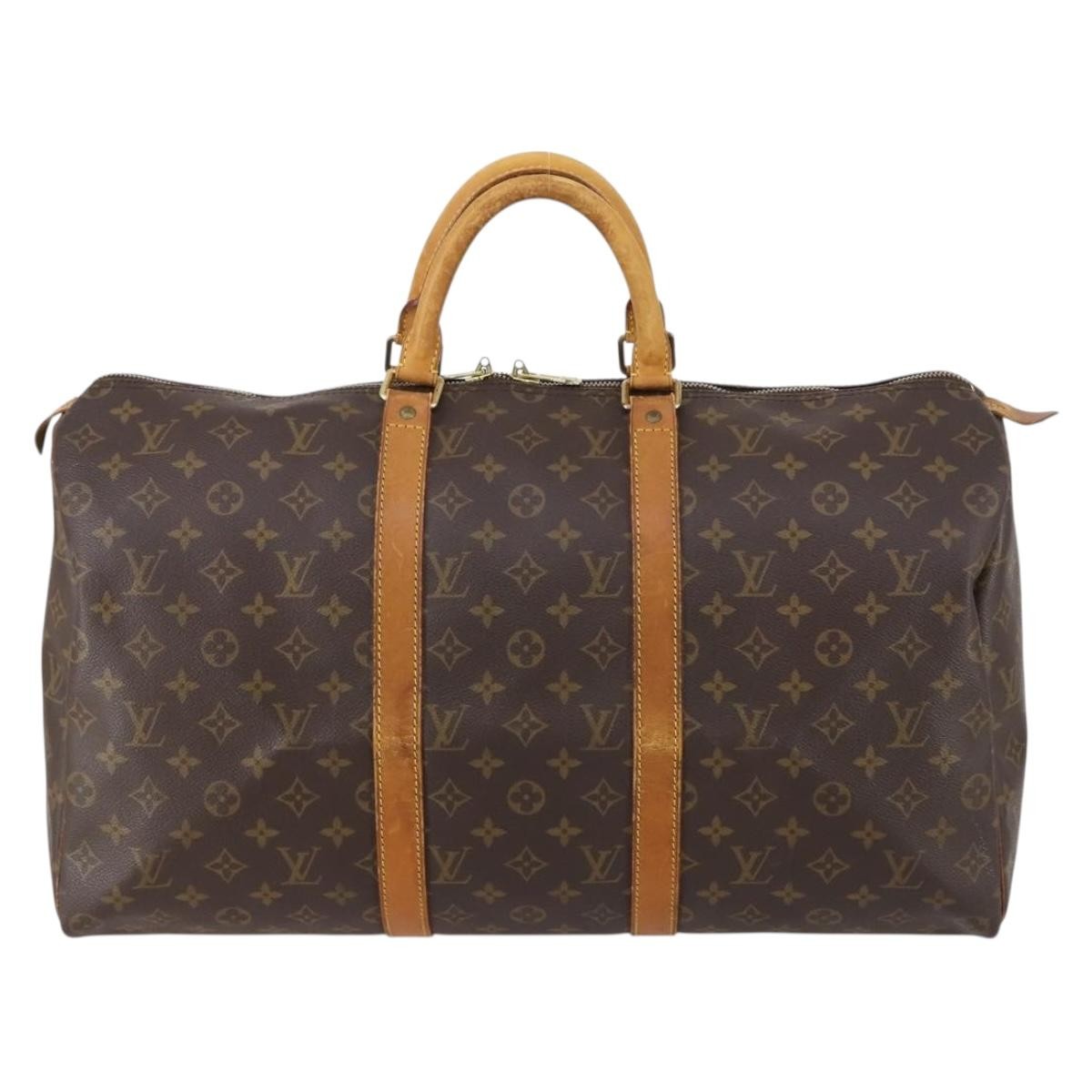Louis Vuitton Keepall Bag Monogram Canvas Brown Canvas Travel Bag Bag (Authentic Pre-Loved)