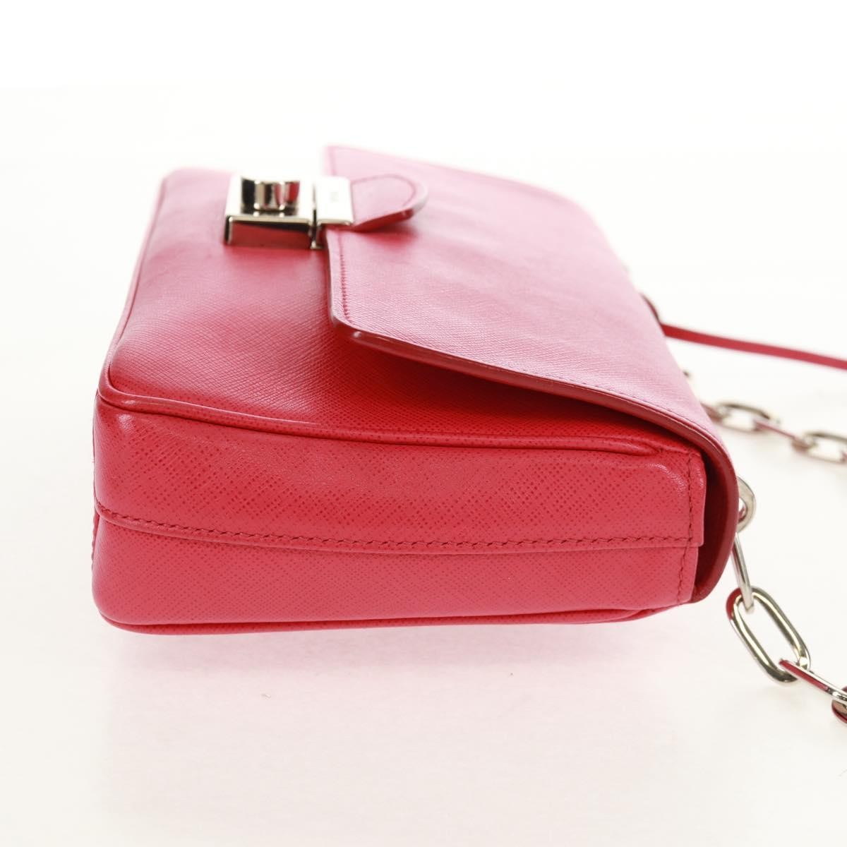 Prada Sound Chain Shoulder Bag Saffiano Leather Red Leather Shoulder Bag Bag (Authentic Pre-Loved)