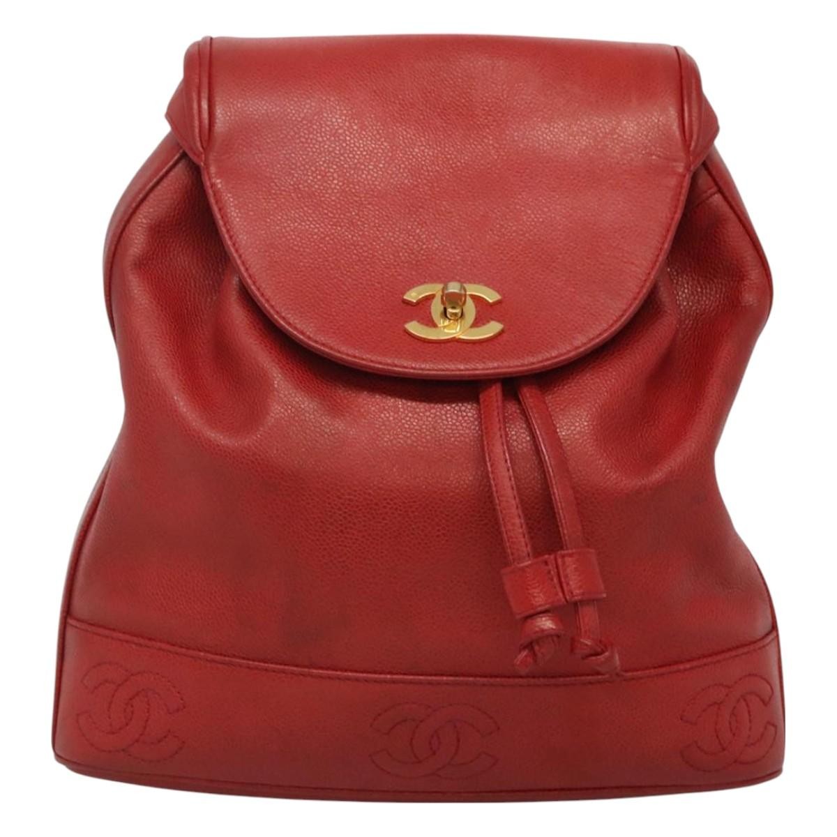 Chanel Vintage Backpack Caviar Red Leather Backpack Bag (Authentic Pre-Loved)