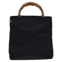 Gucci Vintage Bamboo Handle Bag Nylon Black Nylon Tote Bag Bag (Authentic Pre-Loved)