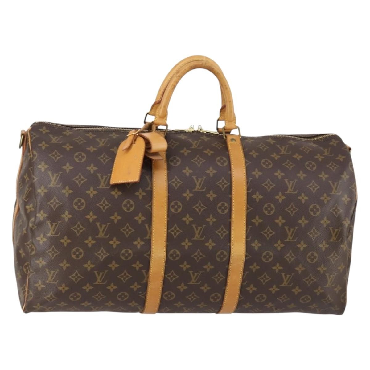 Louis Vuitton Keepall Bandouliere Bag Monogram Canvas Brown Canvas Travel Bag Bag (Pre-Loved)