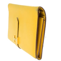 Hermes Bearn Trifold Wallet Epsom Yellow Leather Wallets Accessory (Authentic Pre-Loved)