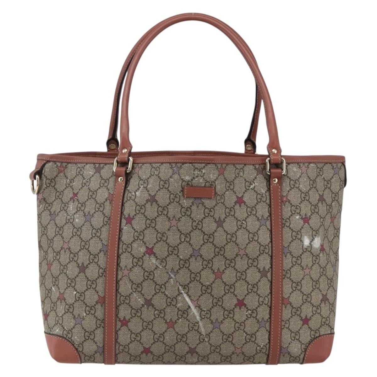 Gucci Joy Plus Tote Gg Coated Canvas With Leather Beige Canvas Tote Bag Bag (Pre-Loved)