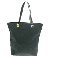 Gucci Vintage Bucket Shopping Tote Gg Canvas Black Canvas Tote Bag Bag (Authentic Pre-Loved)