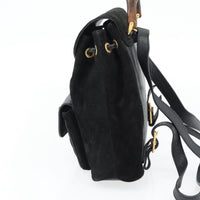 Gucci Gucci Vintage Bamboo Backpack Suede Black Suede Backpack Bag (Pre-Loved)