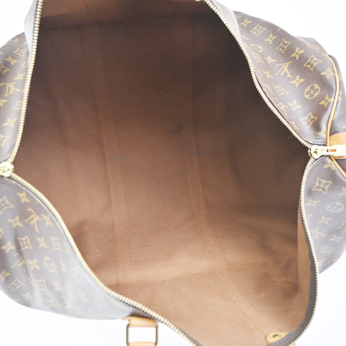 Louis Vuitton Keepall Bag Monogram Canvas Brown Leather Travel Bag Bag (Authentic Pre-Loved)