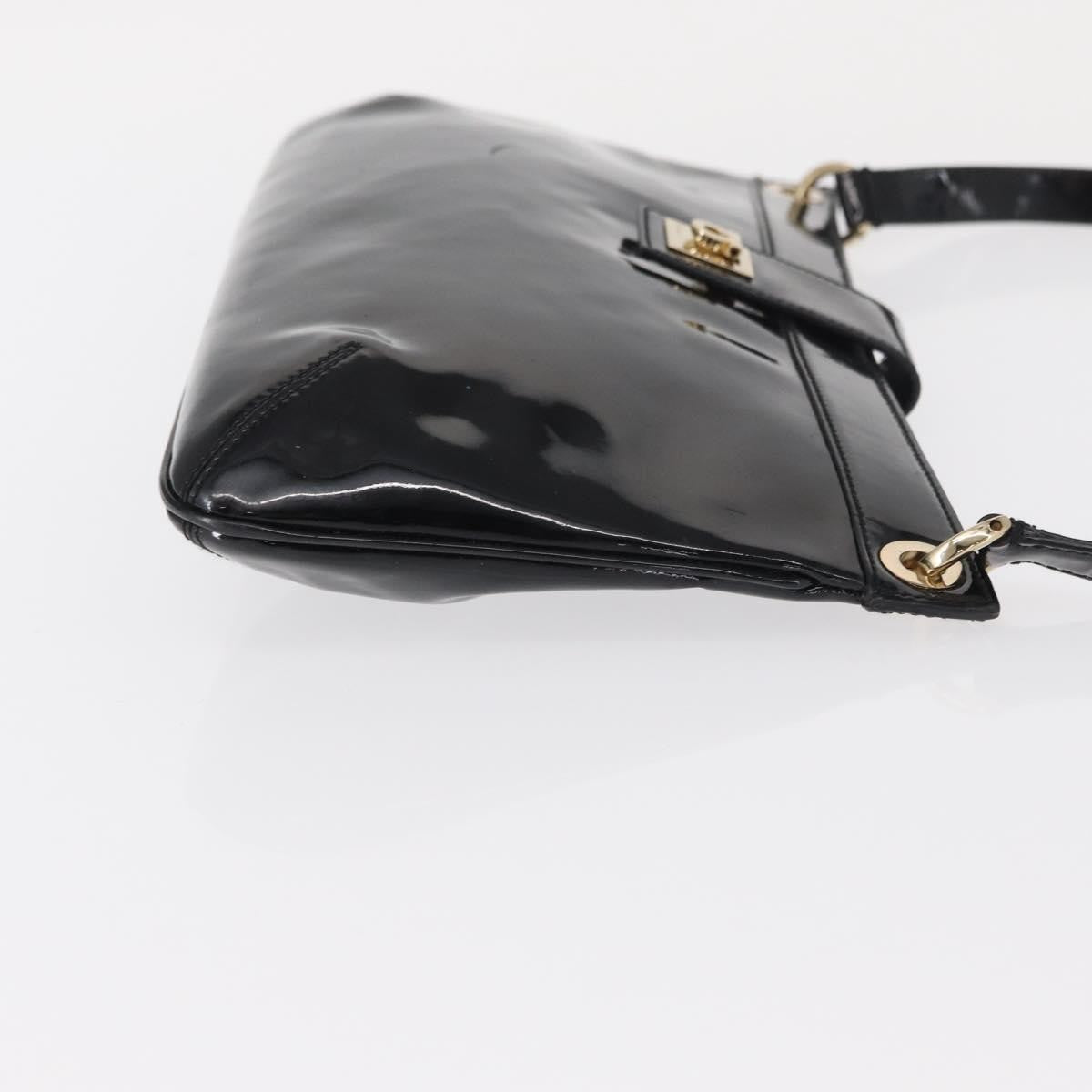 Salvatore Ferragamo Gancini Shoulder Bag Patent Leather Black Patent_Leather Shoulder Bag Bag (Pre-Loved)