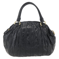Prada Waves Hobo Leather And Tessuto Black Leather Handbag (Authentic Pre-Loved)