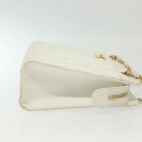 Chanel Cc Shoulder Bag Quilted Caviar White Leather Bag (Pre-Loved)