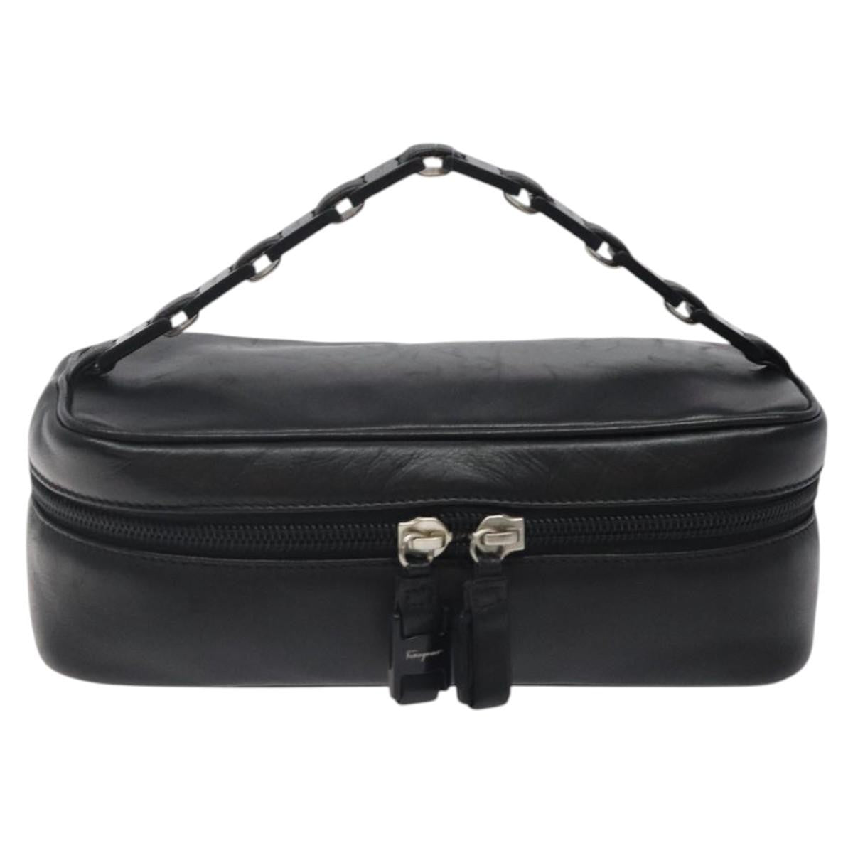 Salvatore Ferragamo Vala Clutch Bag Leather Black Leather Clutche & Pouche Bag (Authentic Pre-Loved)