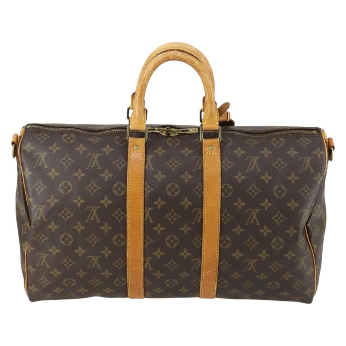 Louis Vuitton Keepall Bandouliere Bag Monogram Canvas Brown Canvas Travel Bag Bag (Authentic Pre-Loved)