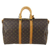 Louis Vuitton Keepall Bandouliere Bag Monogram Canvas Brown Canvas Travel Bag Bag (Authentic Pre-Loved)