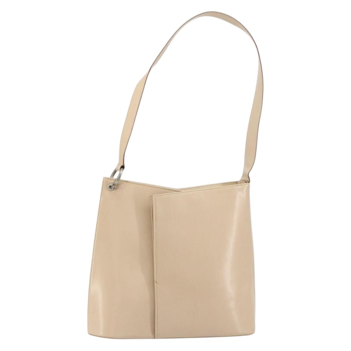 Salvatore Ferragamo Gancini Shoulder Bag Leather Beige Leather Shoulder Bag Bag (Authentic Pre-Loved)