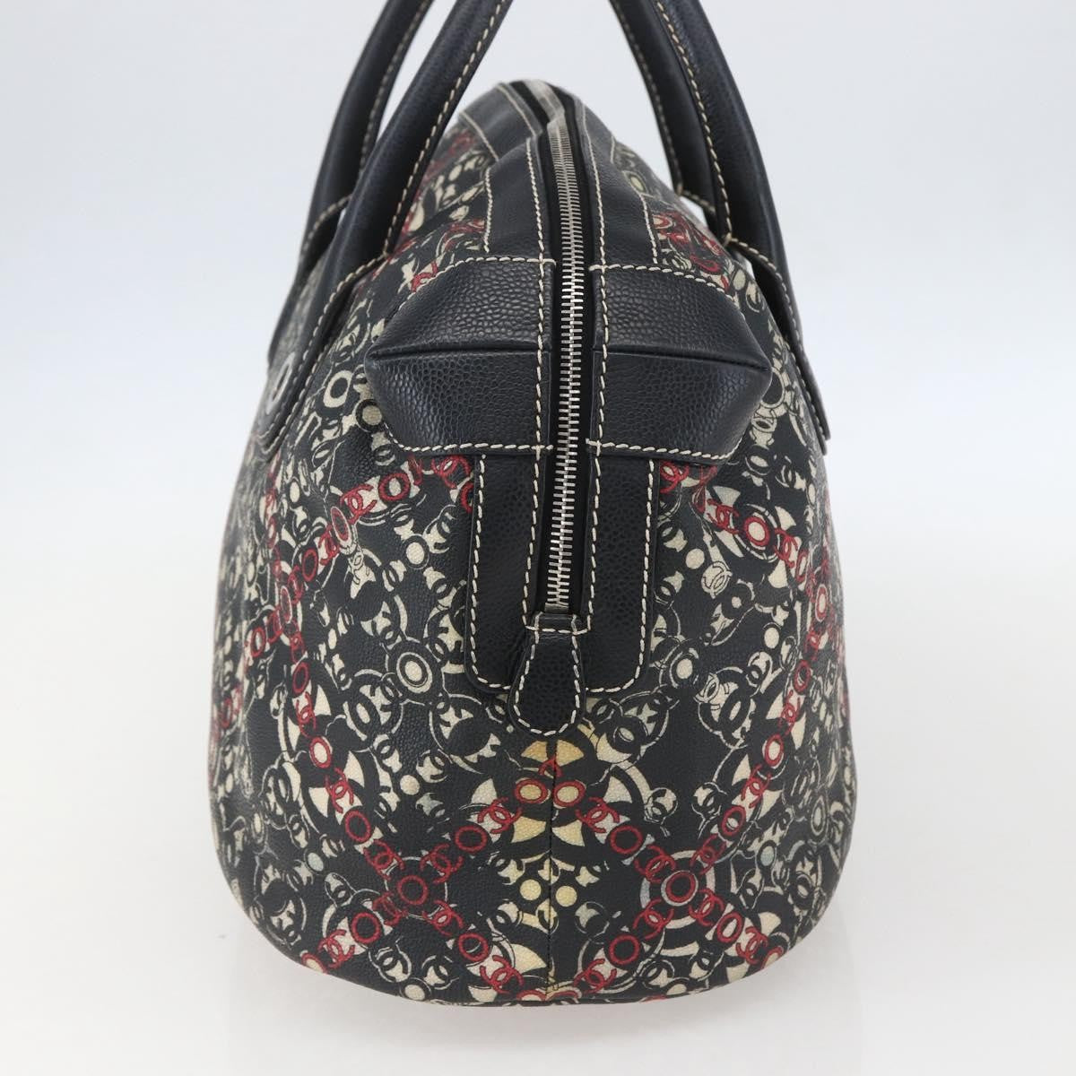 Chanel Optic Coco Bowler Bag Printed Coated Canvas With Caviar Black Pvc Travel Bag Bag (Authentic Pre-Loved)