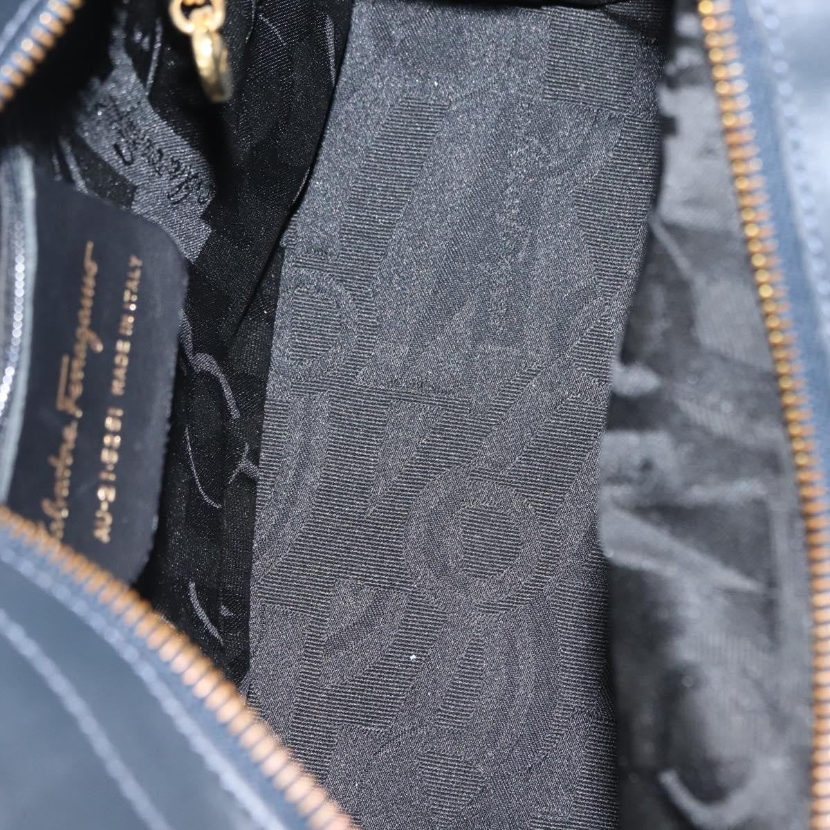 Salvatore Ferragamo Vala Handbag Canvas Navy Canvas Handbag (Authentic Pre-Loved)