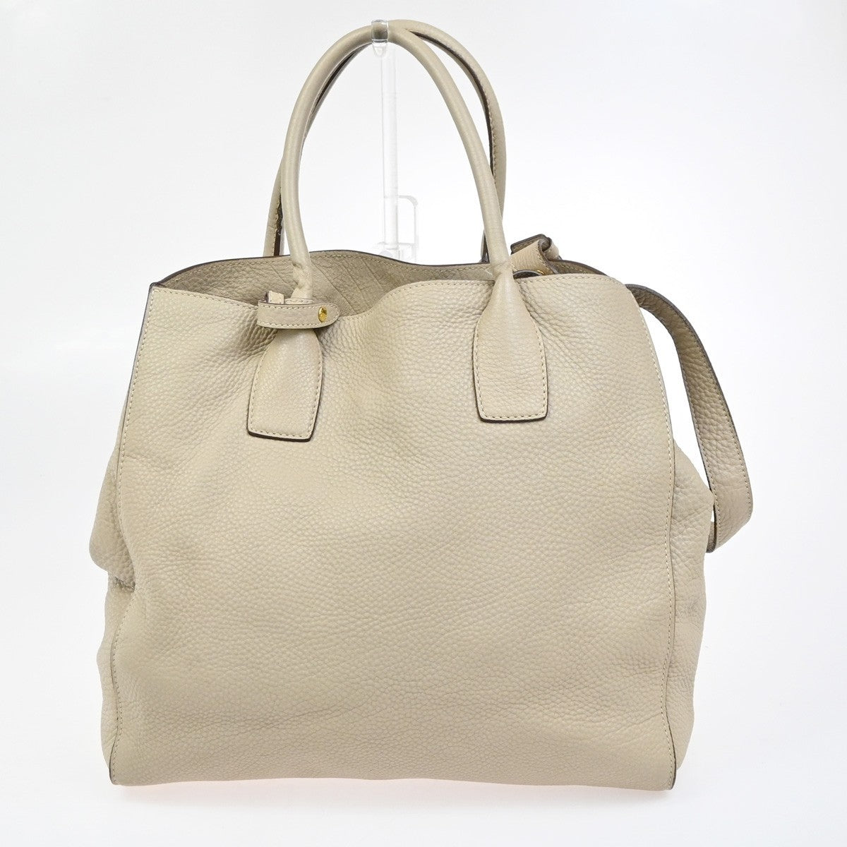 Prada Convertible Open Shopping Tote Vitello Daino Beige Leather Tote Bag Bag (Authentic Pre-Loved)