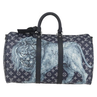 Louis Vuitton Keepall Bandouliere Bag Limited Edition Chapman Savane Monogram Canvas Navy Canvas Travel Bag Bag (Authentic Pre-Loved)