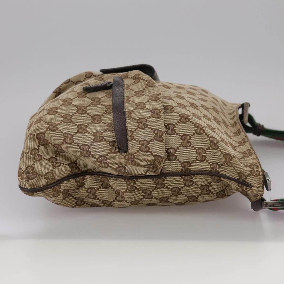 Gucci Double Pocket Web Messenger Gg Canvas Brown Canvas Shoulder Bag Bag (Pre-Loved)