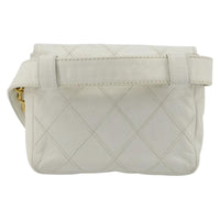 Chanel Cc Flap Belt Bag Quilted Lambskin White Leather Clutche & Pouche Bag (Authentic Pre-Loved)