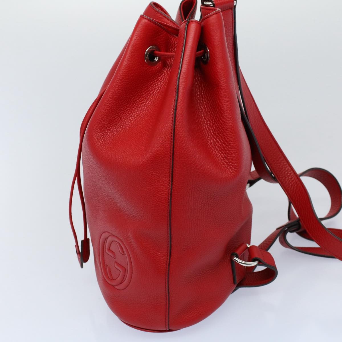 Gucci Soho Drawstring Backpack Leather Red Leather Backpack Bag (Authentic Pre-Loved)