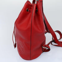 Gucci Soho Drawstring Backpack Leather Red Leather Backpack Bag (Authentic Pre-Loved)