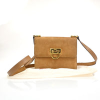 Salvatore Ferragamo Gancini Shoulder Bag Suede Brown Suede Shoulder Bag Bag (Authentic Pre-Loved)