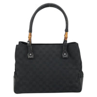 Gucci Bamboo Tote Bag Canvas Black Canvas Tote Bag Bag (Pre-Loved)