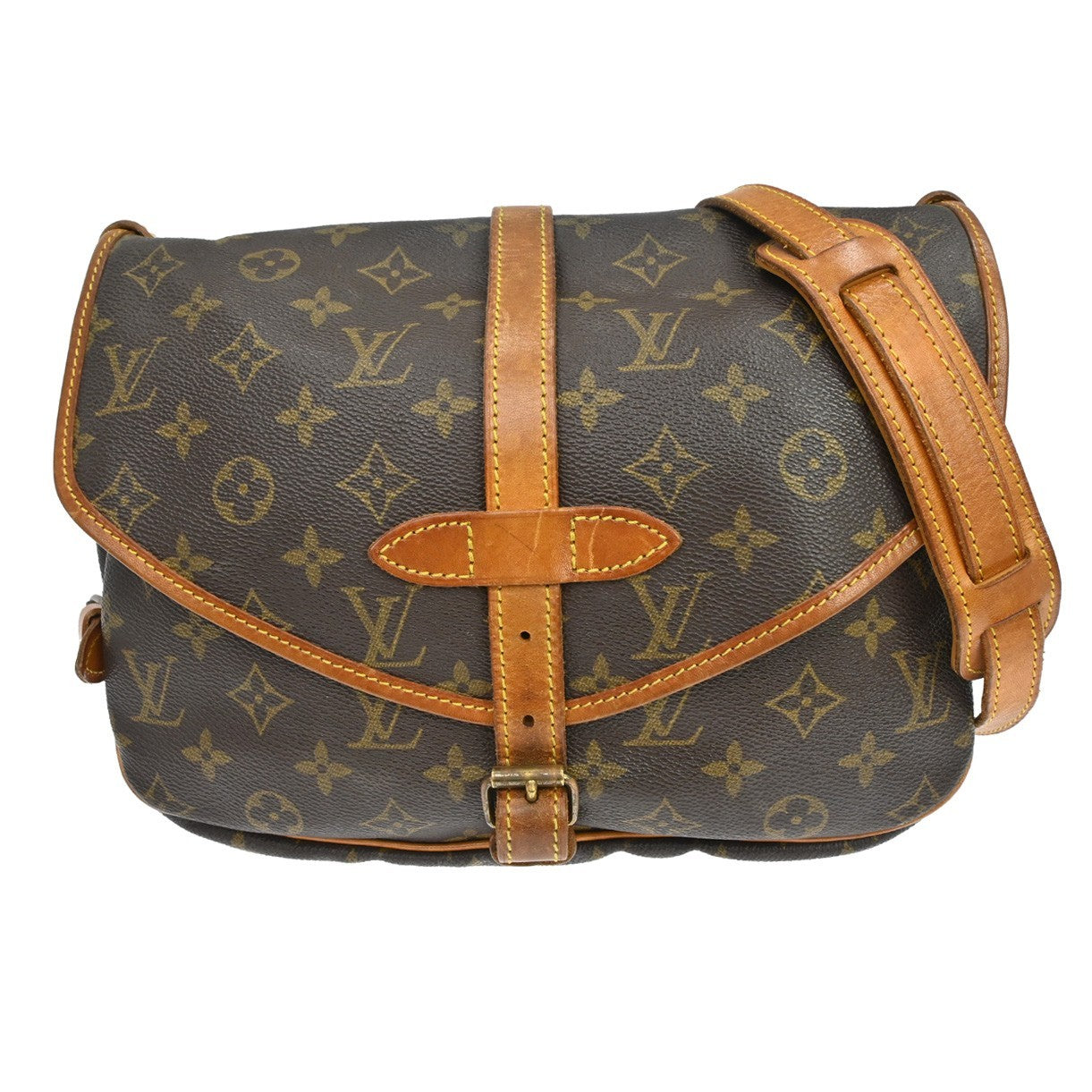 Louis Vuitton Saumur Handbag Monogram Canvas Brown Canvas Shoulder Bag Bag (Authentic Pre-Loved)