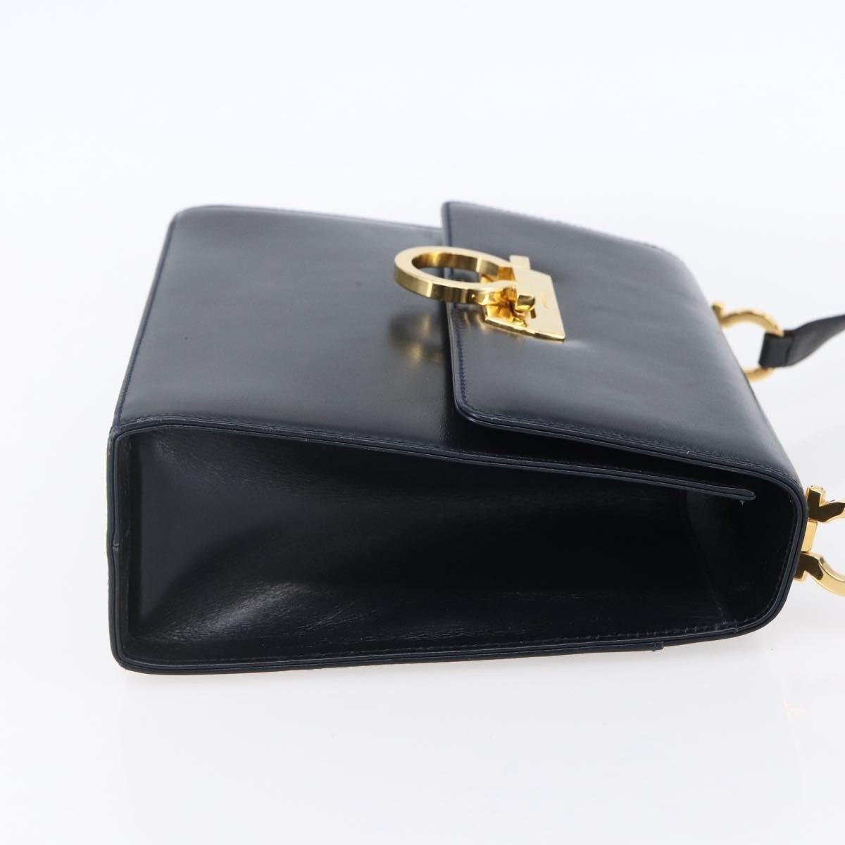 Salvatore Ferragamo Gancini Shoulder Bag Leather Navy Leather Shoulder Bag Bag (Pre-Loved)