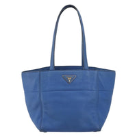 Prada Tote Vitello Daino Vitello Daino Blue Leather Tote Bag Bag (Pre-Loved)